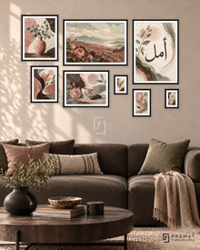 Rosewood Poetry Gallery gallery wall: 8 framed artworks in Black, arranged across 170 × 110 cm.