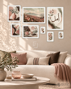 Rosewood Poetry Gallery gallery wall: 8 framed artworks in White, arranged across 170 × 110 cm.
