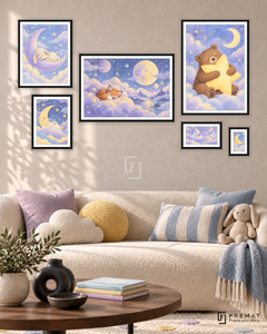 Dreamland Statement gallery wall: 6 framed artworks in Black, arranged across 170 × 100 cm.