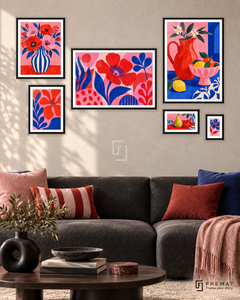 Playful Palette Statement gallery wall: 6 framed artworks in Black, arranged across 170 × 100 cm.