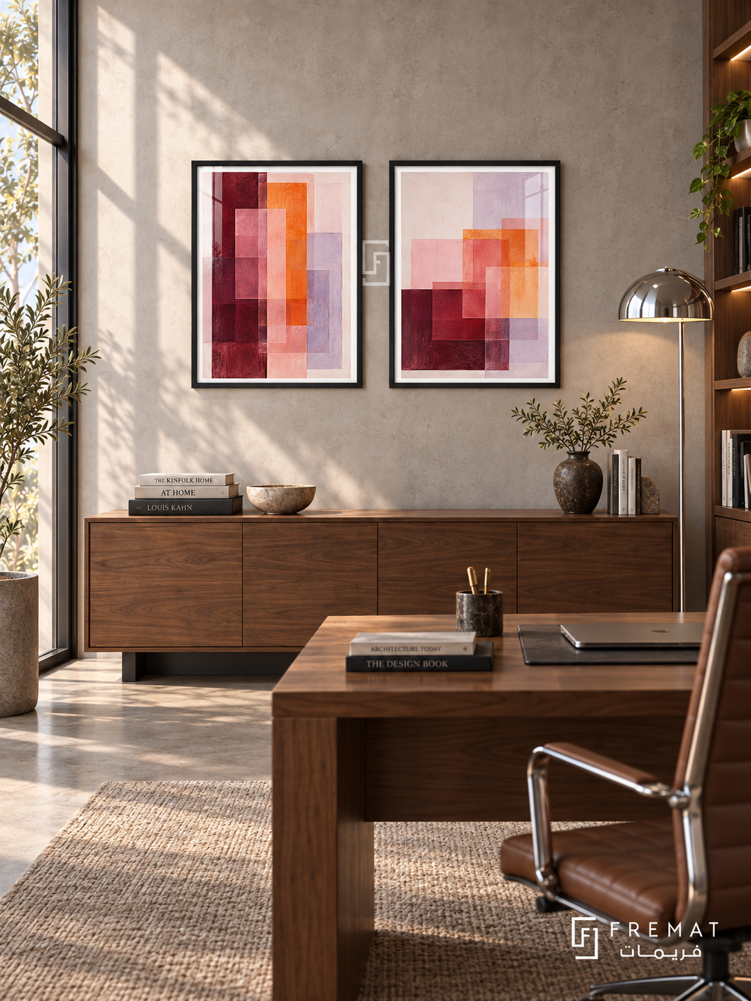 Chromatic Windows — set of two abstract artworks in Black frames.