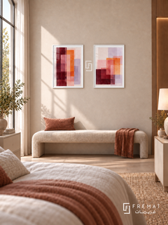 Chromatic Windows — set of two abstract artworks in White frames.