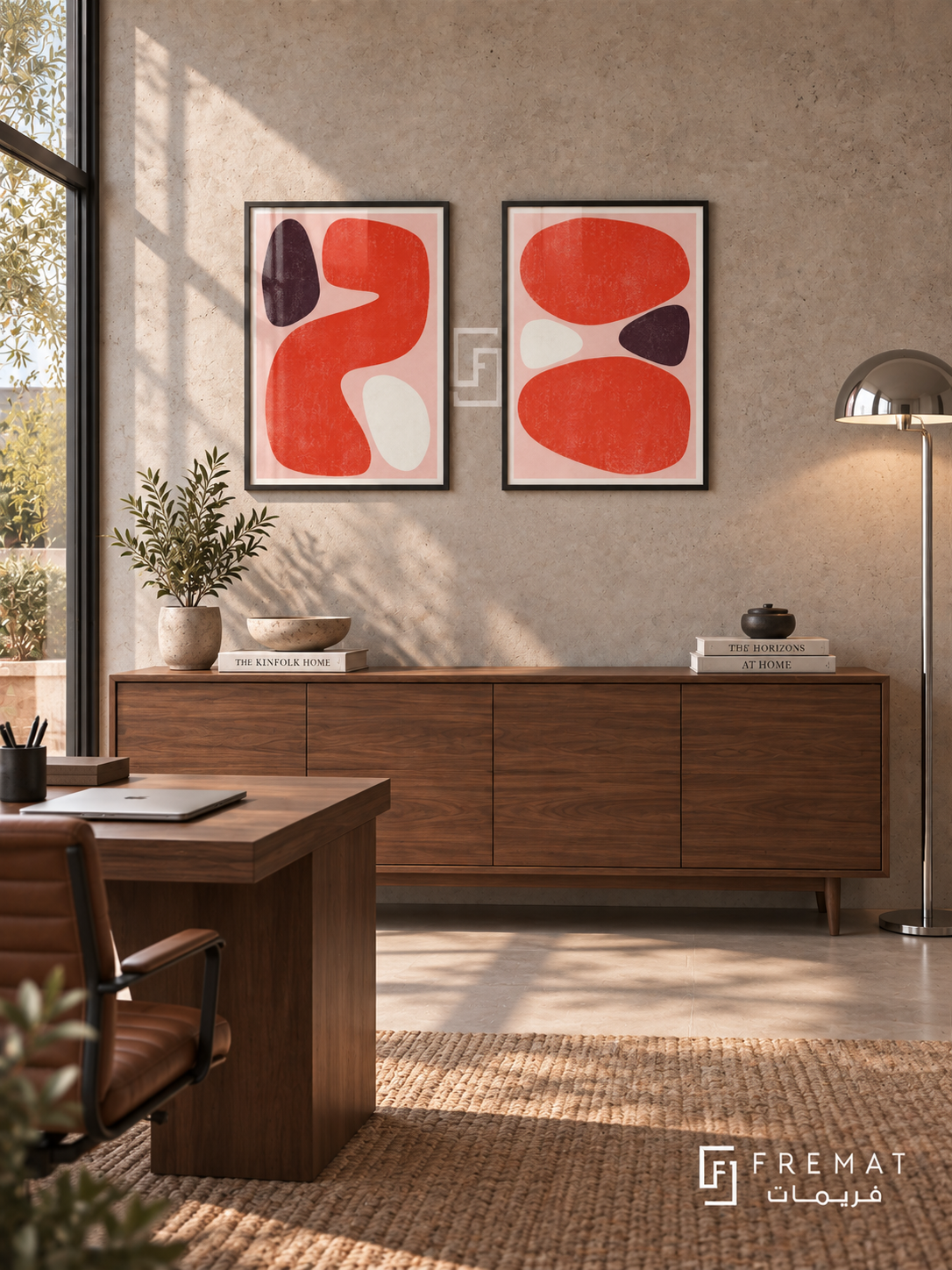 Coral Counterpoint — set of two abstract artworks in Black frames.