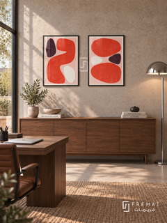 Coral Counterpoint — set of two abstract artworks in Black frames.