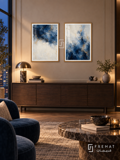 Mineral Drift — set of two abstract artworks in Gold frames.
