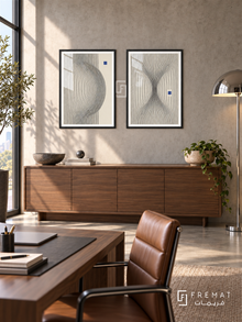 Quiet Frequency — set of two abstract artworks in Black frames.