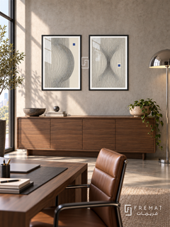 Quiet Frequency — set of two abstract artworks in Black frames.