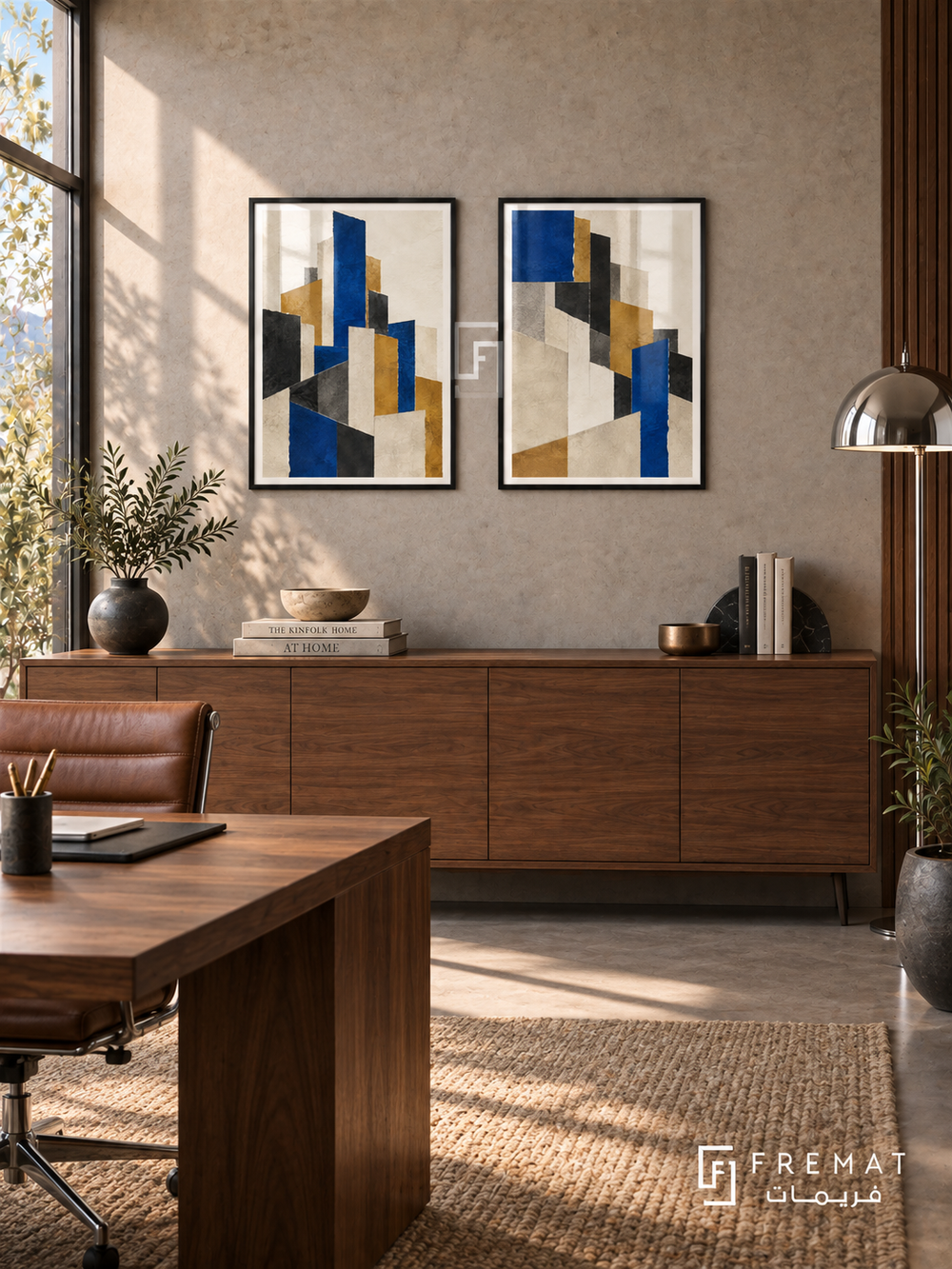Paper City — set of two abstract artworks in Black frames.
