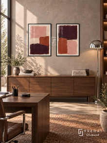 Velvet Fields — set of two abstract artworks in Black frames.