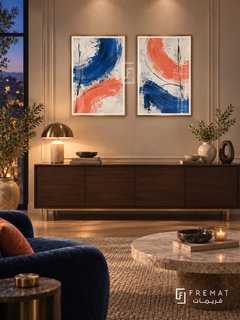 Resonance — set of two abstract artworks in Gold frames.