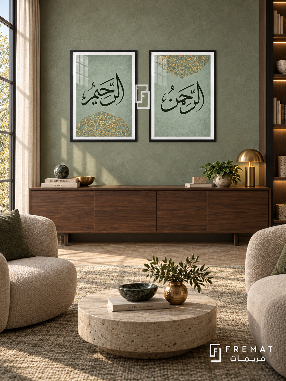 Mercy — set of two Islamic calligraphy artworks in Black frames.