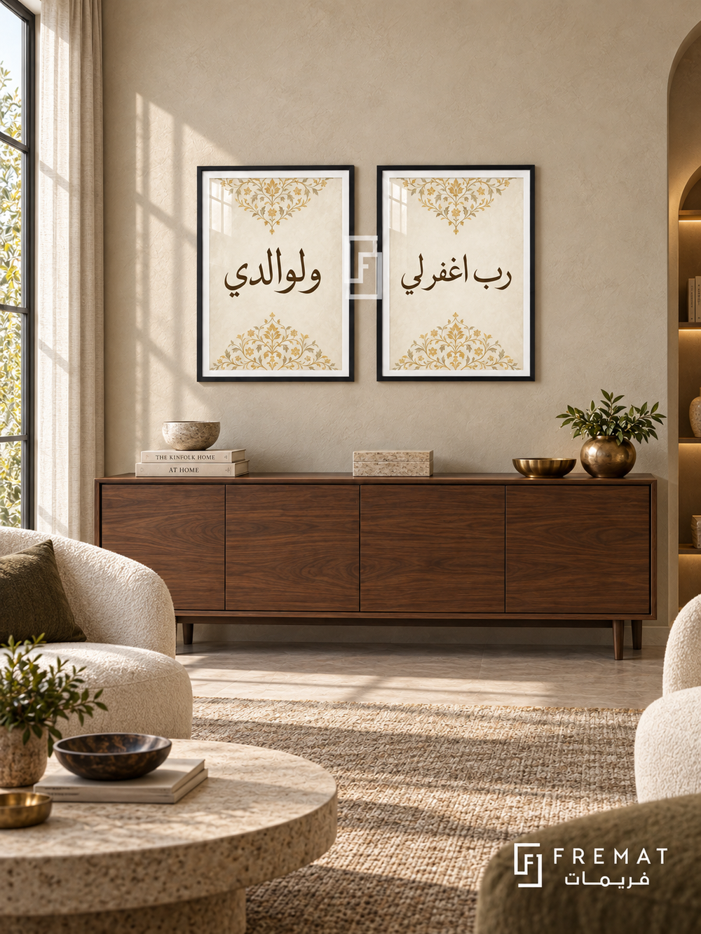 Parents — set of two Islamic calligraphy artworks in Black frames.