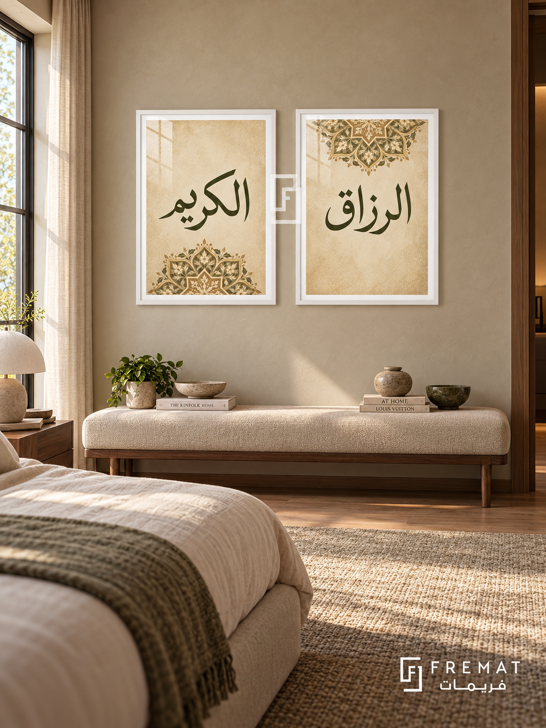 Provision — set of two Islamic calligraphy artworks in White frames.