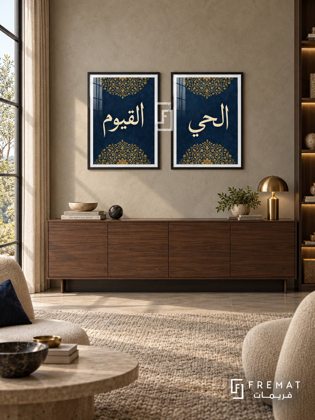 Living Eternal — set of two Islamic calligraphy artworks in Black frames.