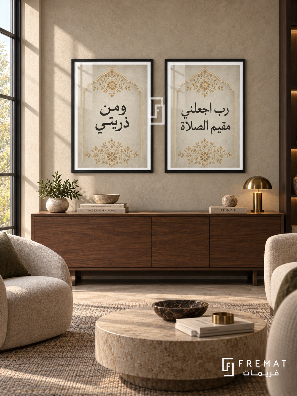Prayer — set of two Islamic calligraphy artworks in Black frames.
