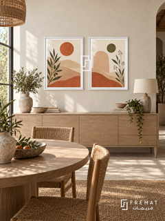 Desert Harmony — set of two boho artworks in White frames.