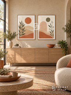 Desert Harmony — set of two boho artworks in Wooden Texture frames.