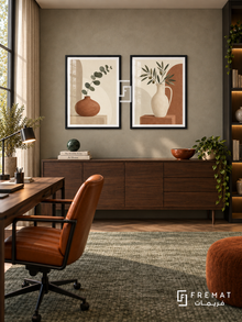 Quiet Vessels — set of two boho artworks in Black frames.