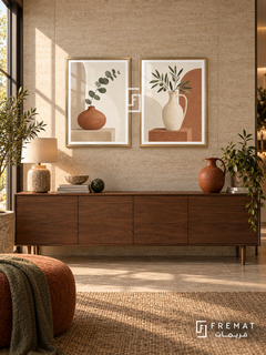 Quiet Vessels — set of two boho artworks in Gold frames.