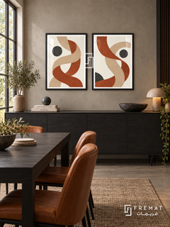 Woven Paths — set of two boho artworks in Black frames.