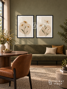 Wildflower Pause — set of two boho artworks in Black frames.