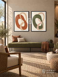 Soft Embrace — set of two boho artworks in Black frames.