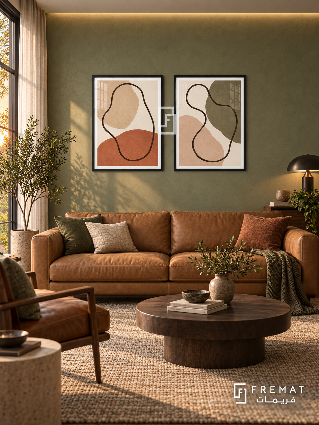 Earthbound Lines — set of two boho artworks in Black frames.