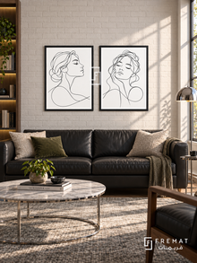 Continuous Connection — set of two black-and-white artworks in Black frames.