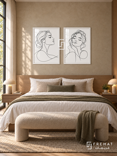 Continuous Connection — set of two black-and-white artworks in White frames.