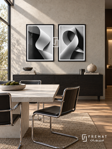 Folded Light — set of two black-and-white artworks in Black frames.