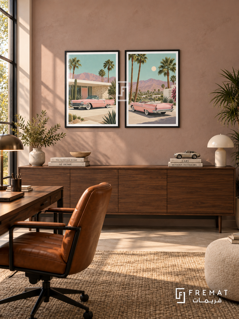 Palm Springs — set of two cars artworks in Black frames.