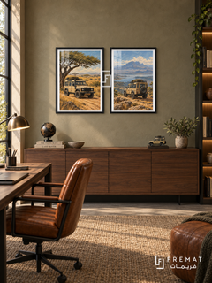 Safari Explorer — set of two cars artworks in Black frames.