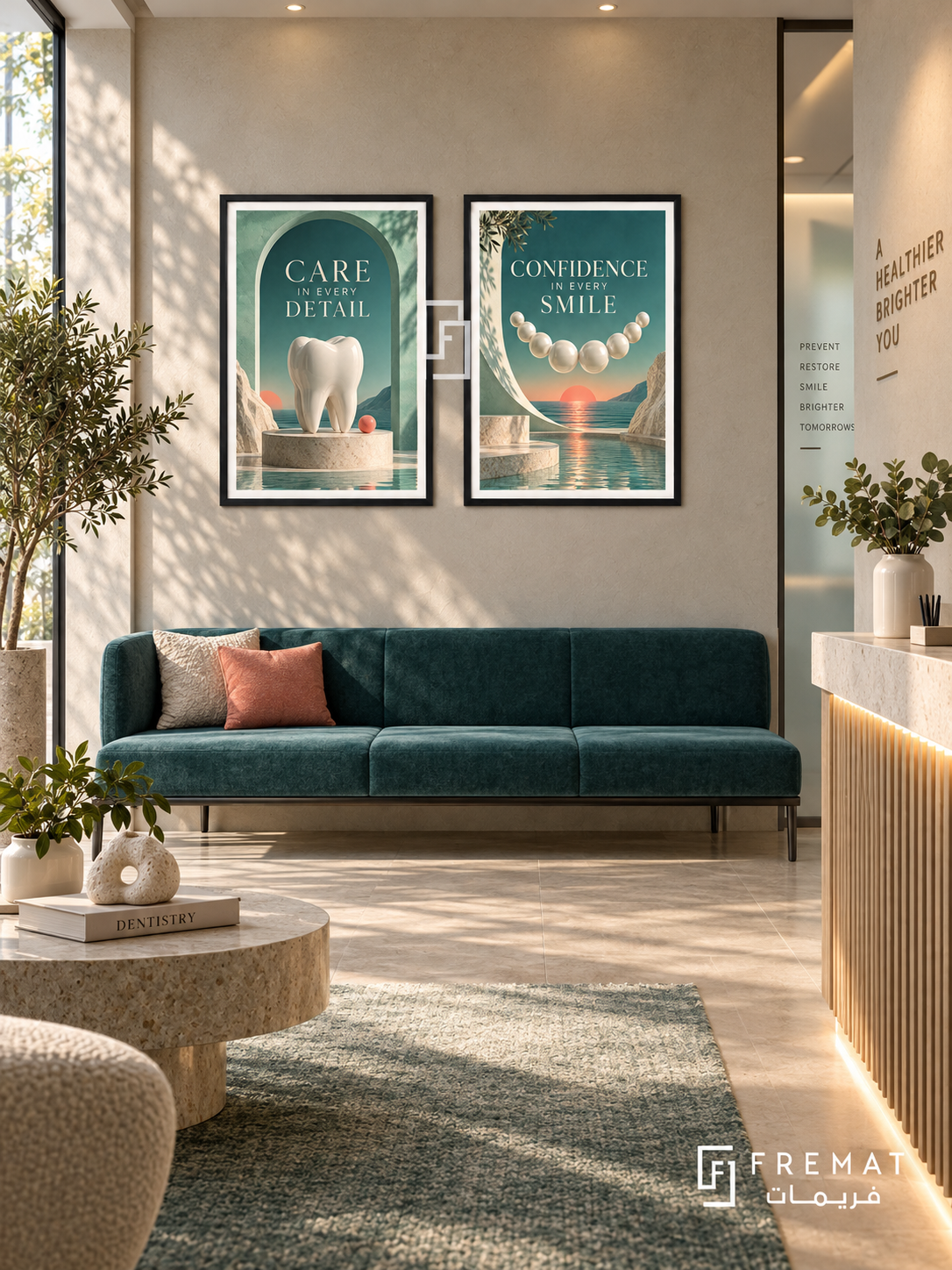 Dentistry — set of two commercial artworks in Black frames.