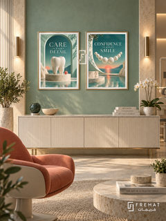 Dentistry — set of two commercial artworks in Gold frames.