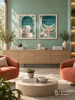Dentistry — set of two commercial artworks in Wooden Texture frames.