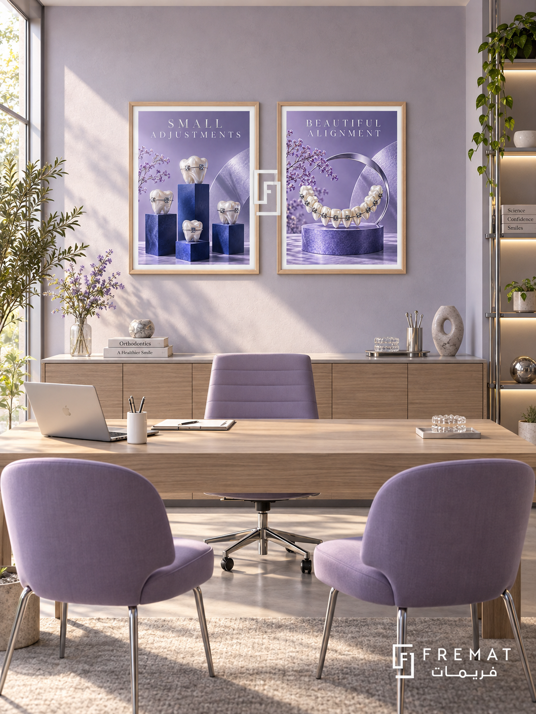 Orthodontics — set of two commercial artworks in Wooden Texture frames.