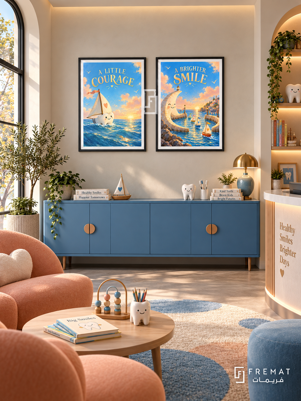 Pediatric Dentistry — set of two commercial artworks in Black frames.