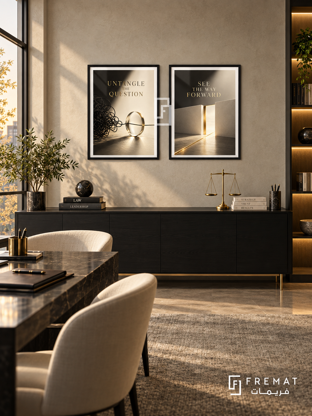 Legal Counsel — set of two commercial artworks in Black frames.