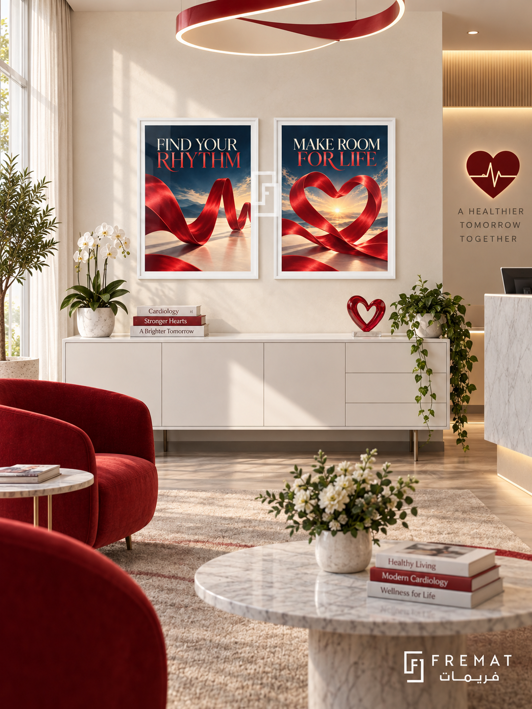 Cardiology — set of two commercial artworks in White frames.