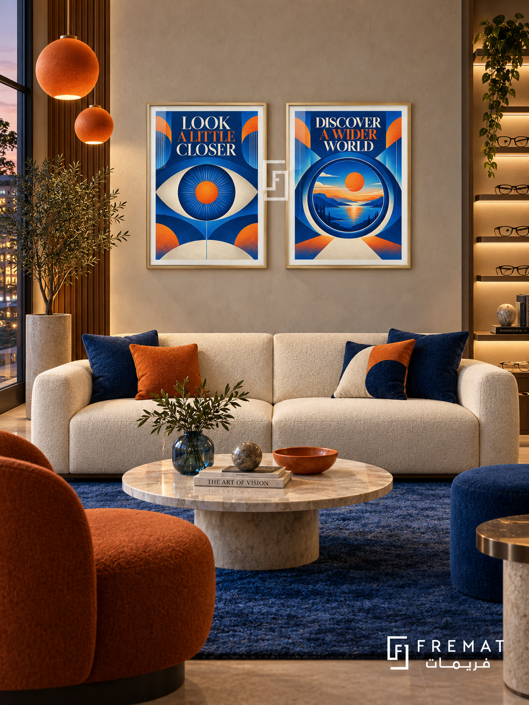 Eye Clinic — set of two commercial artworks in Gold frames.