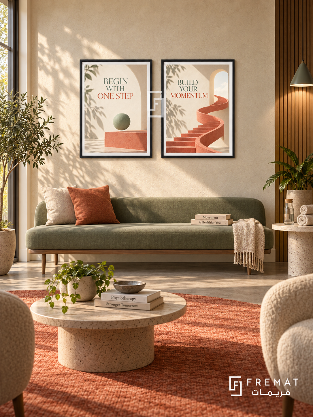 Physiotherapy — set of two commercial artworks in Black frames.
