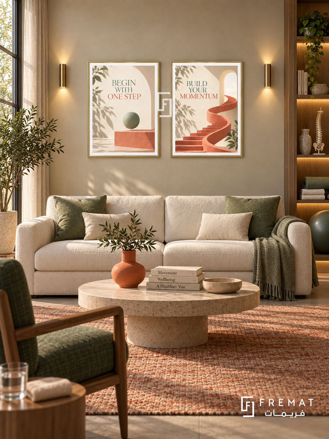 Physiotherapy — set of two commercial artworks in Gold frames.