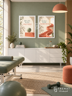 Physiotherapy — set of two commercial artworks in White frames.