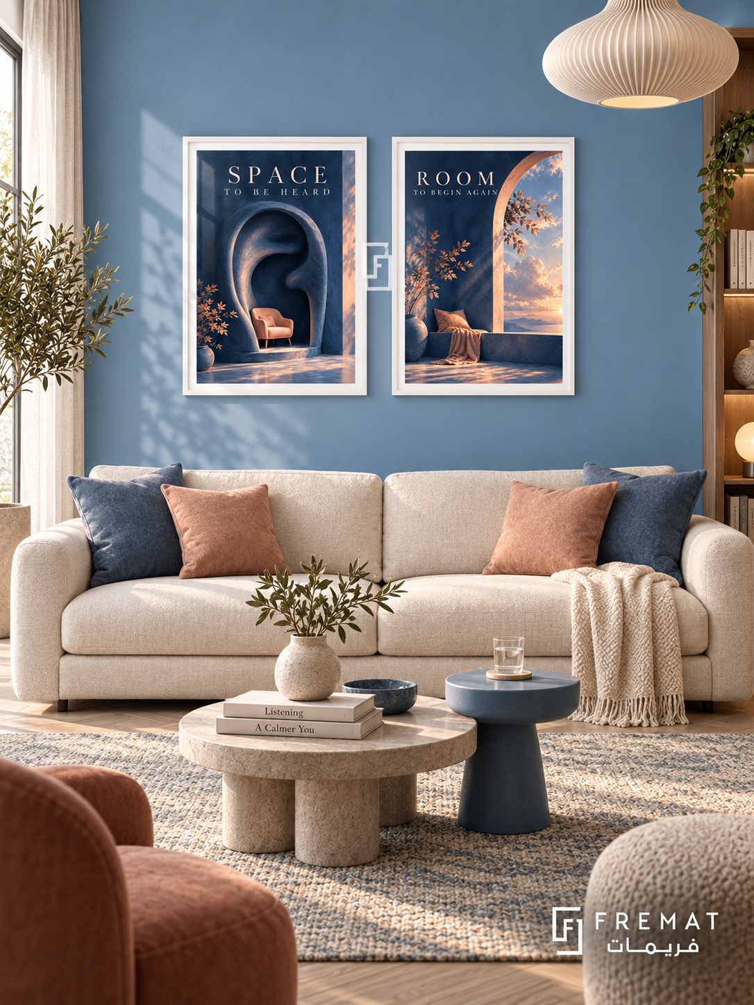 Counseling — set of two commercial artworks in White frames.