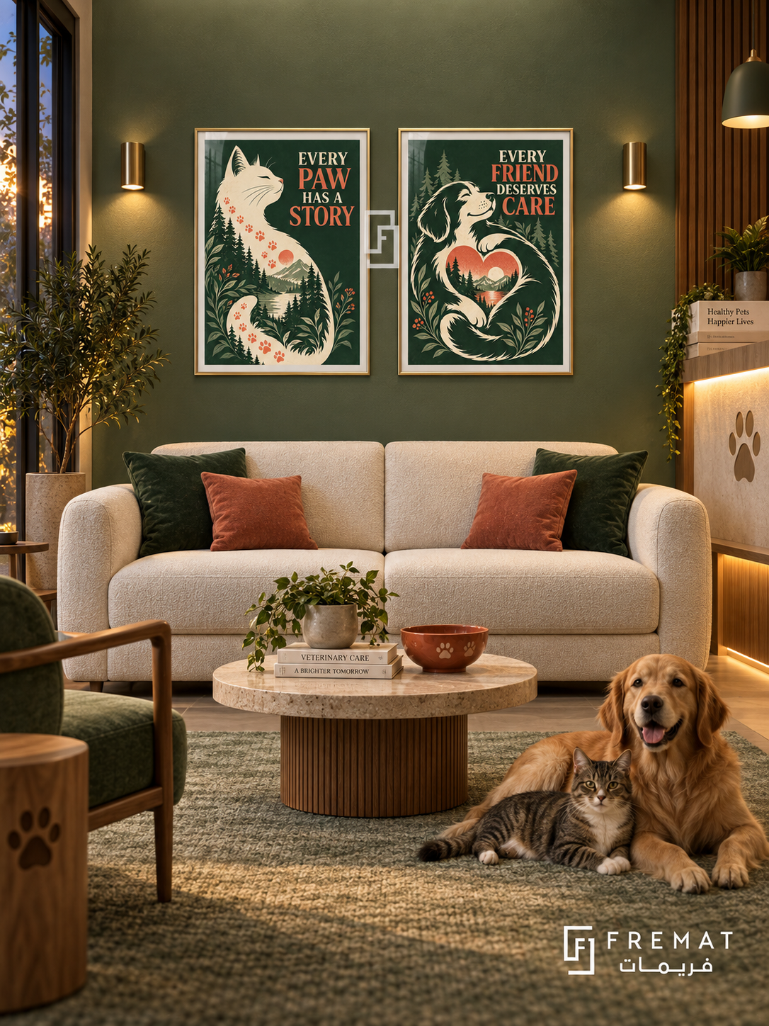 Veterinary — set of two commercial artworks in Gold frames.
