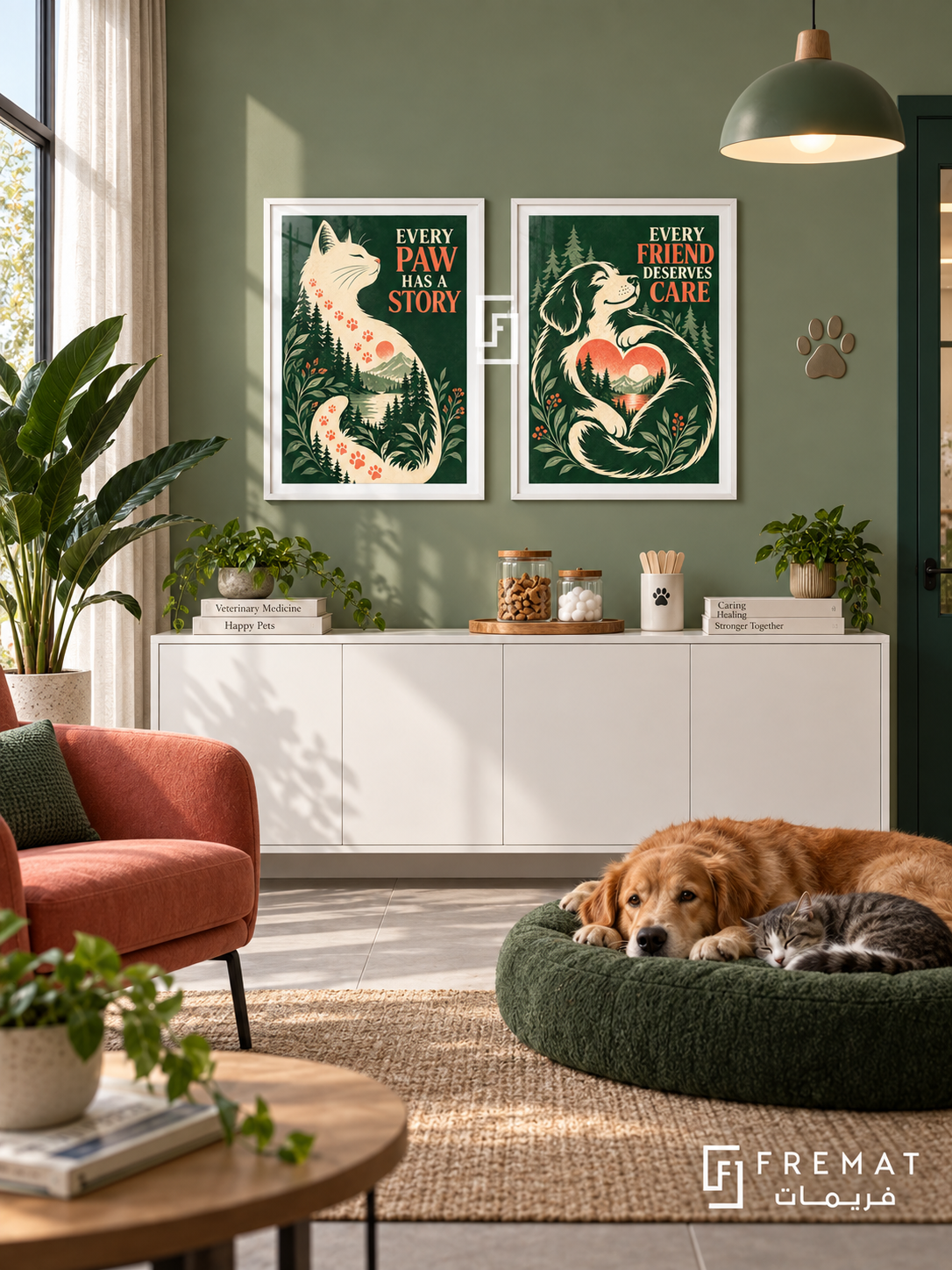 Veterinary — set of two commercial artworks in White frames.