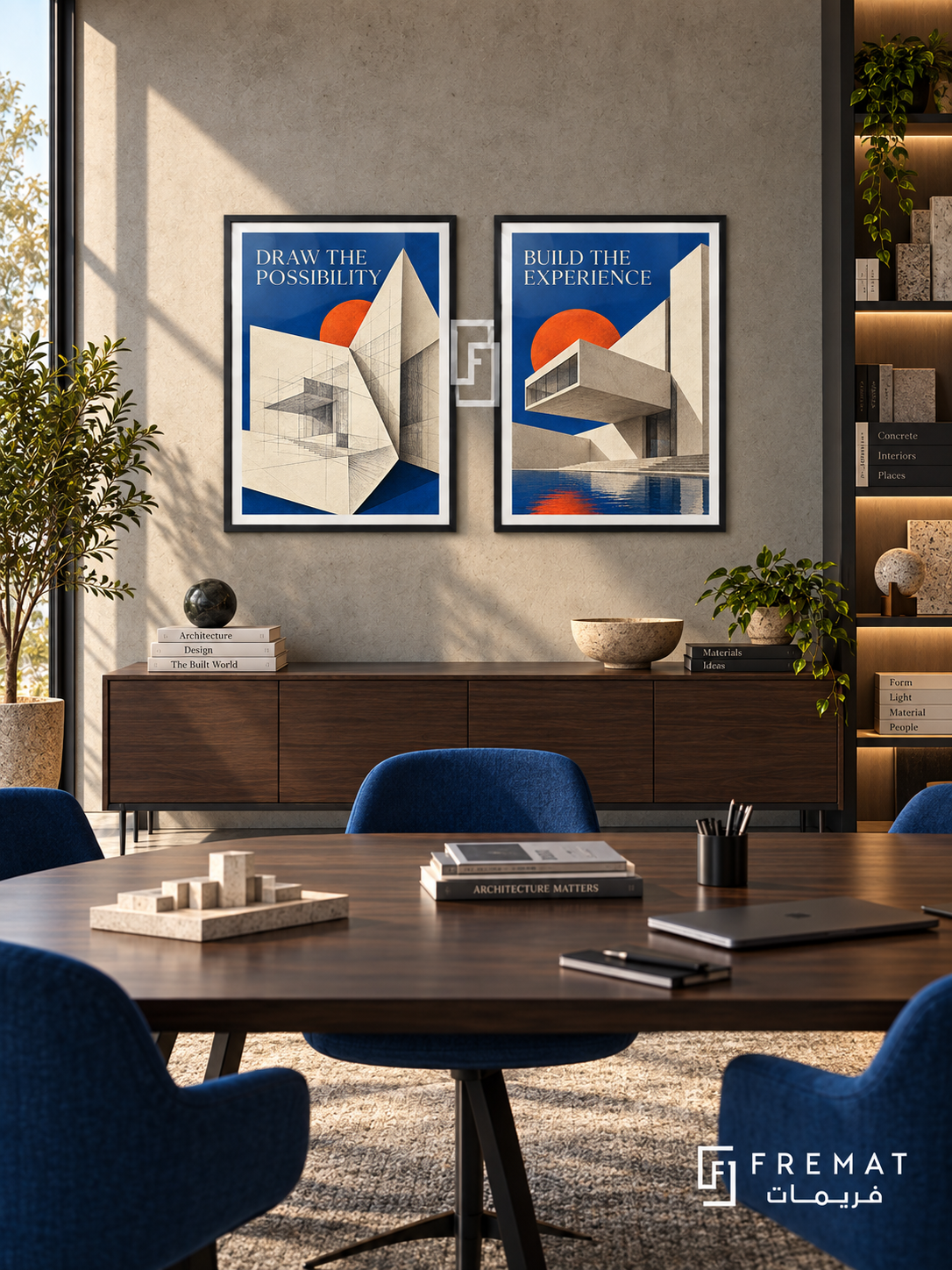 Architecture — set of two commercial artworks in Black frames.