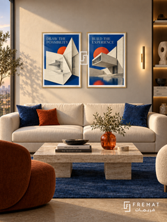 Architecture — set of two commercial artworks in Gold frames.