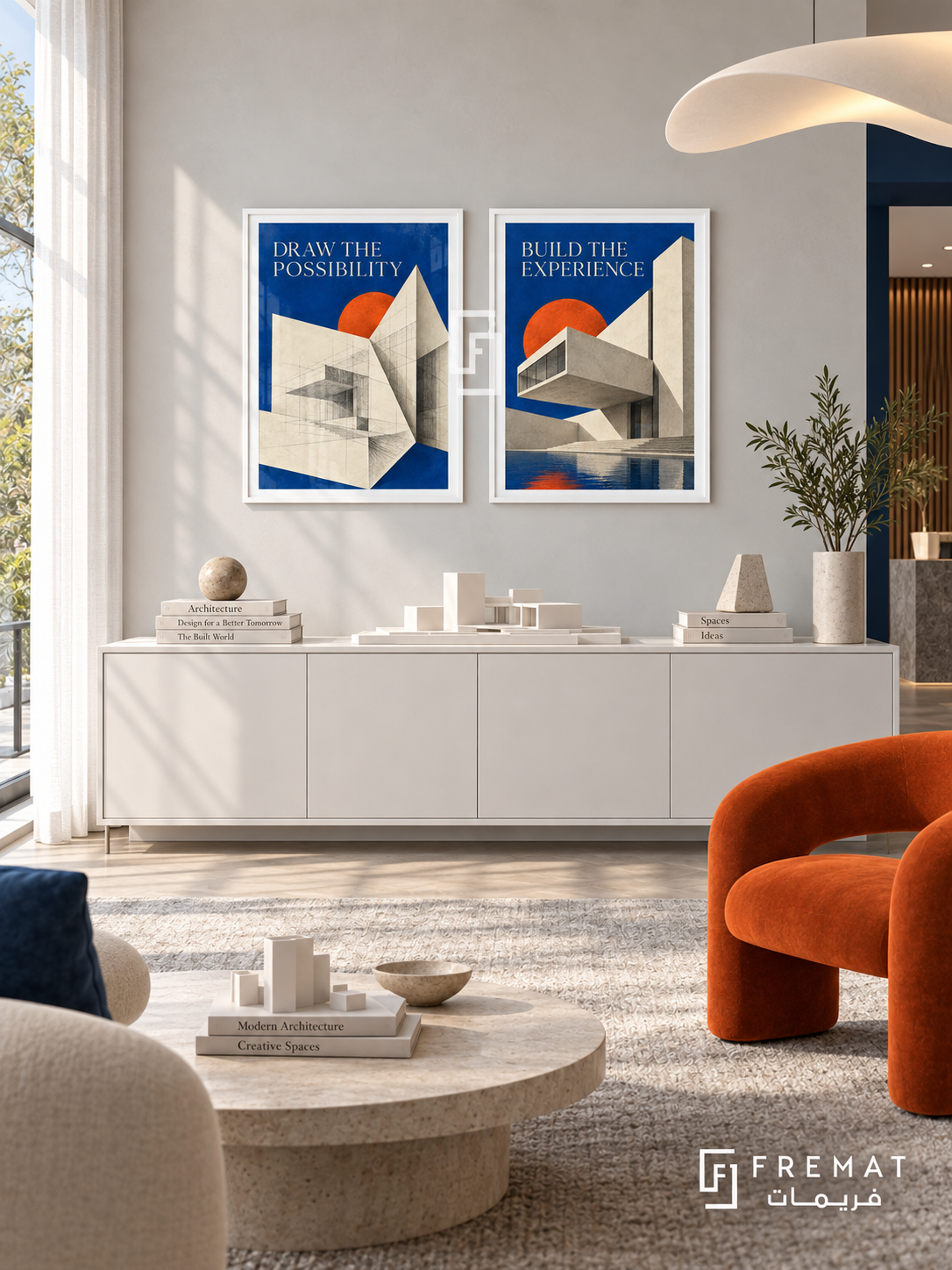Architecture — set of two commercial artworks in White frames.