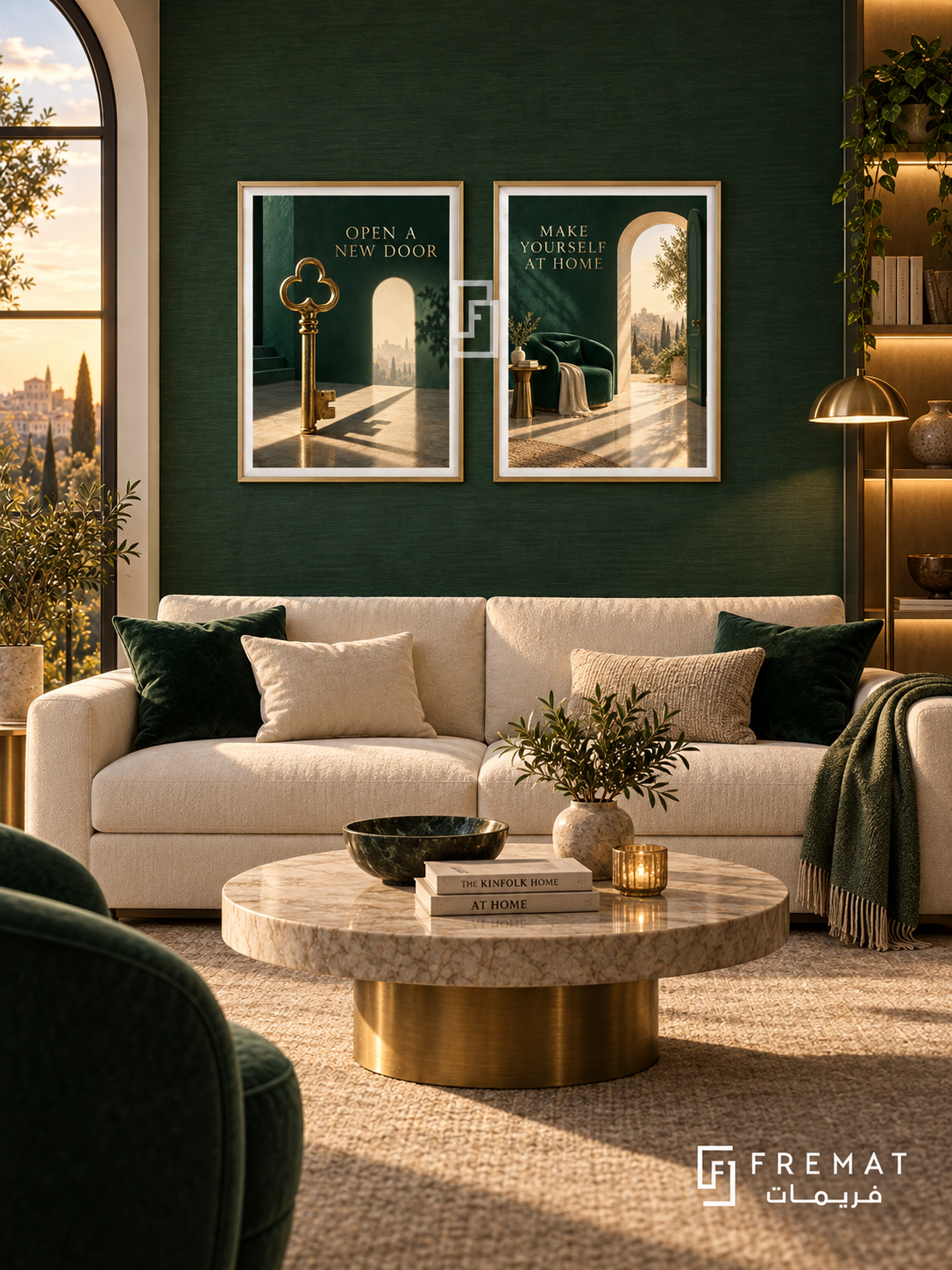 Real Estate — set of two commercial artworks in Gold frames.